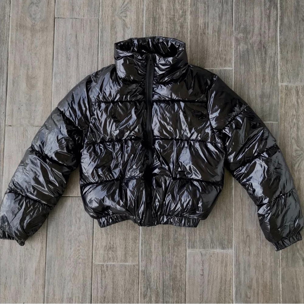 Black Cropped Puffer Jacket